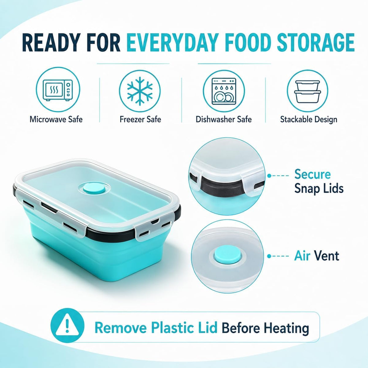 Guyuyii 4 Pack Space-Saving Collapsible Food Storage Containers with Lids