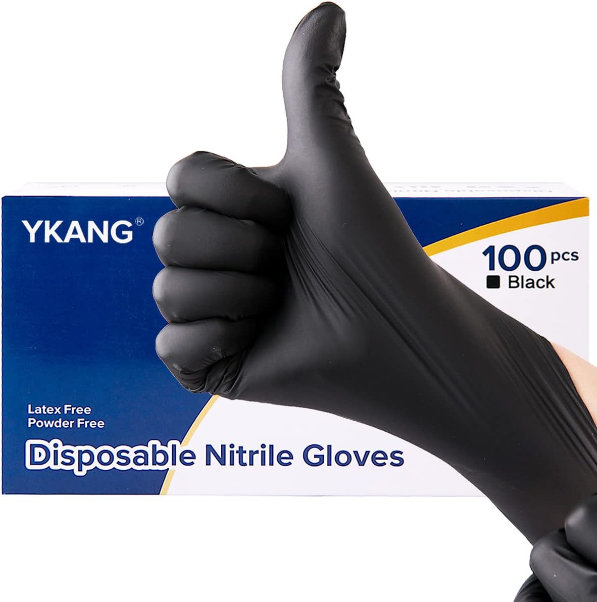 YKANG Black Disposable Nitrile Gloves,Latex Free Food Safe Cooking Gloves