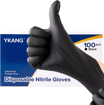 YKANG Black Disposable Nitrile Gloves,Latex Free Food Safe Cooking Gloves