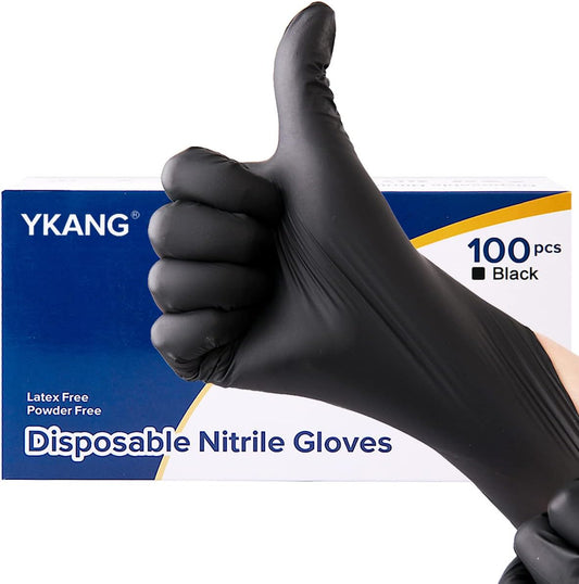 YKANG Black Disposable Nitrile Gloves,Latex Free Food Safe Cooking Gloves