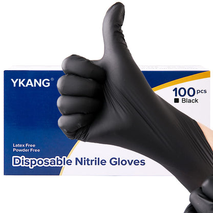 YKANG Black Disposable Nitrile Gloves,Latex Free Food Safe Cooking Gloves