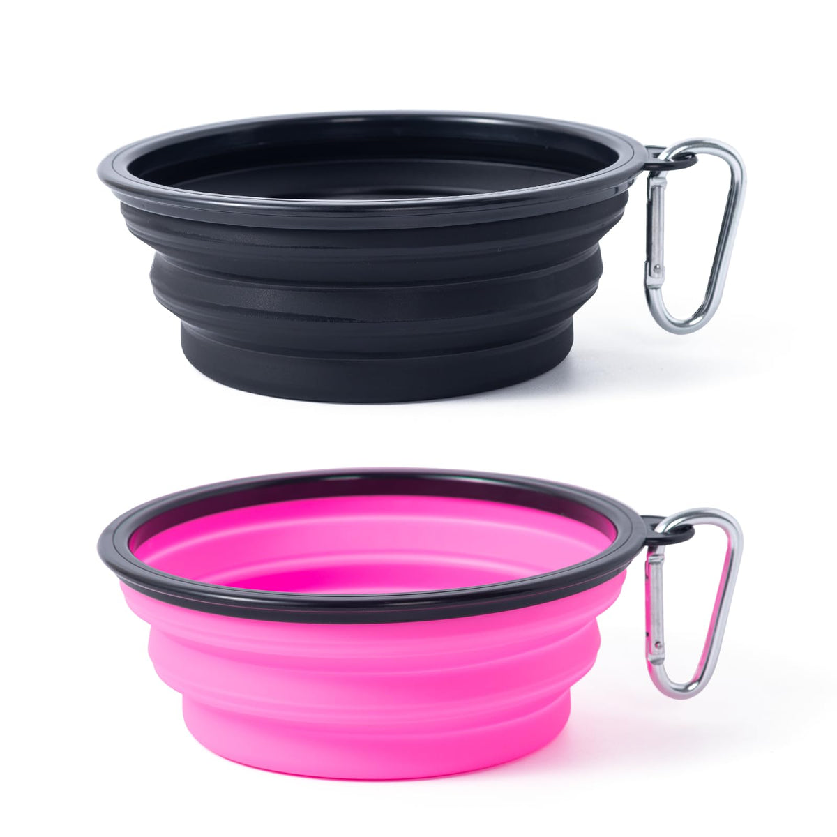 Large Dog Bowl Pet Collapsible Bowls, 2 Pack Collapsible Dog Water Bowls for Cats Dogs, Portable Pet Feeding Watering Dish for Walking Parking Traveling with 2 Carabiners (Large, Blue+Green)