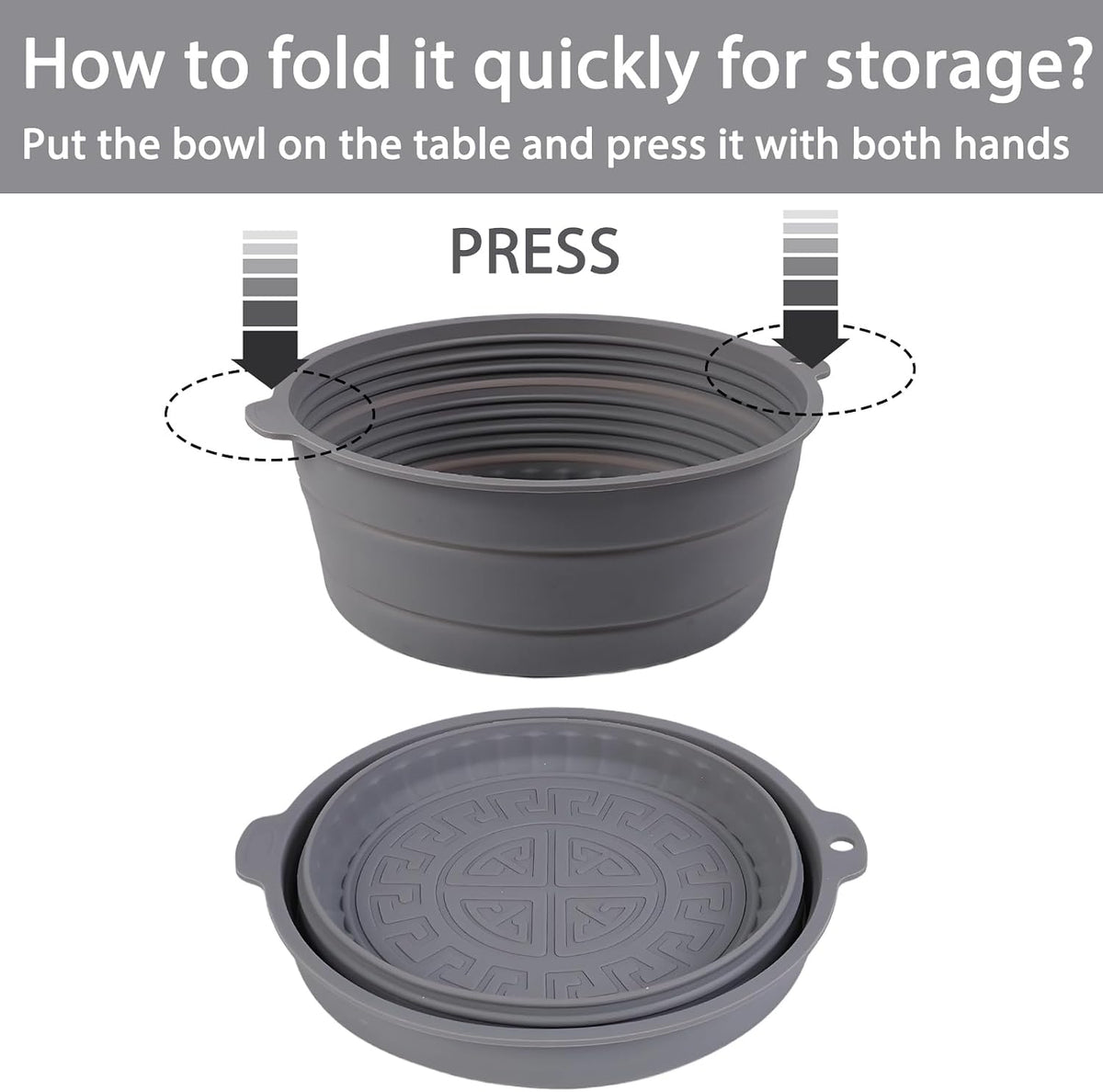 Collapsible Silicone Bowl for Camping, 25cm x 8.5cm