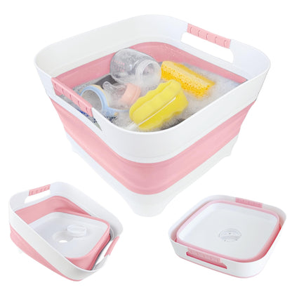 GIMWA 2.6 Gal Collapsible Baby Bottle Wash Basin with Drain Plug