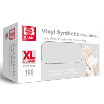INTCO Basic Medical Synmax Vinyl Exam Gloves,Disposable Gloves - Latex-Free & Powder-Free for Medical,Cleaning,Food Safe- Large, BMPF-3003(Case of 1000,Blue)