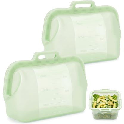 Large Reusable Silicone Food Storage Bag, 68 oz/2 L, Magnetic Seal