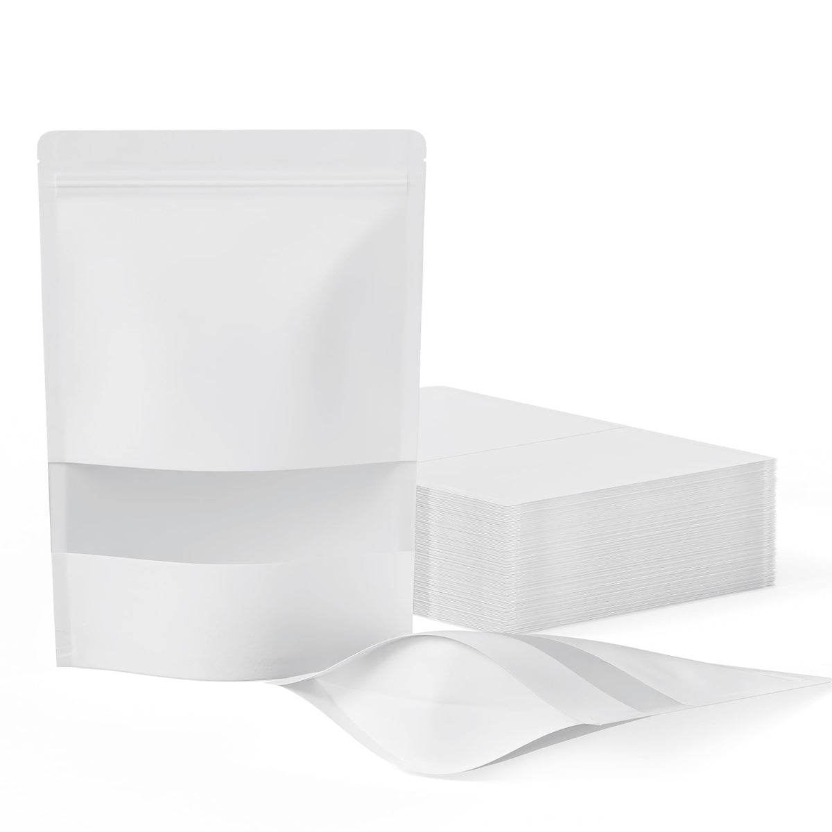 FireKylin 100 Pcs Resealable Bags, Matte Window, Paper, Brown,5.9 x 8.6 in