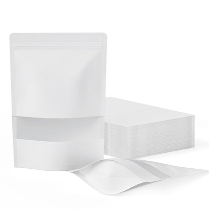 FireKylin 100 Pcs Resealable Bags, Matte Window, Paper, Brown,5.9 x 8.6 in