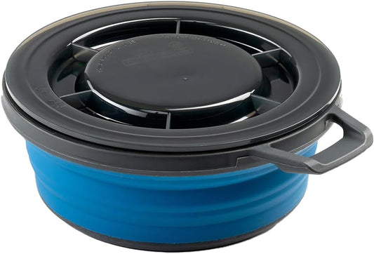 GSI Outdoors 79244 Escape Collapsible Bowl with Lid – 17 fl oz Silicone, Nylon & Polypropylene Camping Bowl with Handle, Packs Flat to 1 Inch for Backpacking, Hiking, Travel & Outdoor Meals, Blue