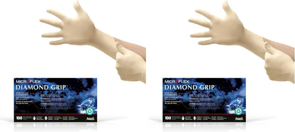 Ansell Microflex Diamond Grip MF-300 Disposable Latex Gloves for Automotive, Healthcare, Machinery Industries