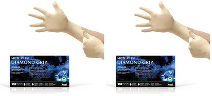Ansell Microflex Diamond Grip MF-300 Disposable Latex Gloves for Automotive, Healthcare, Machinery Industries
