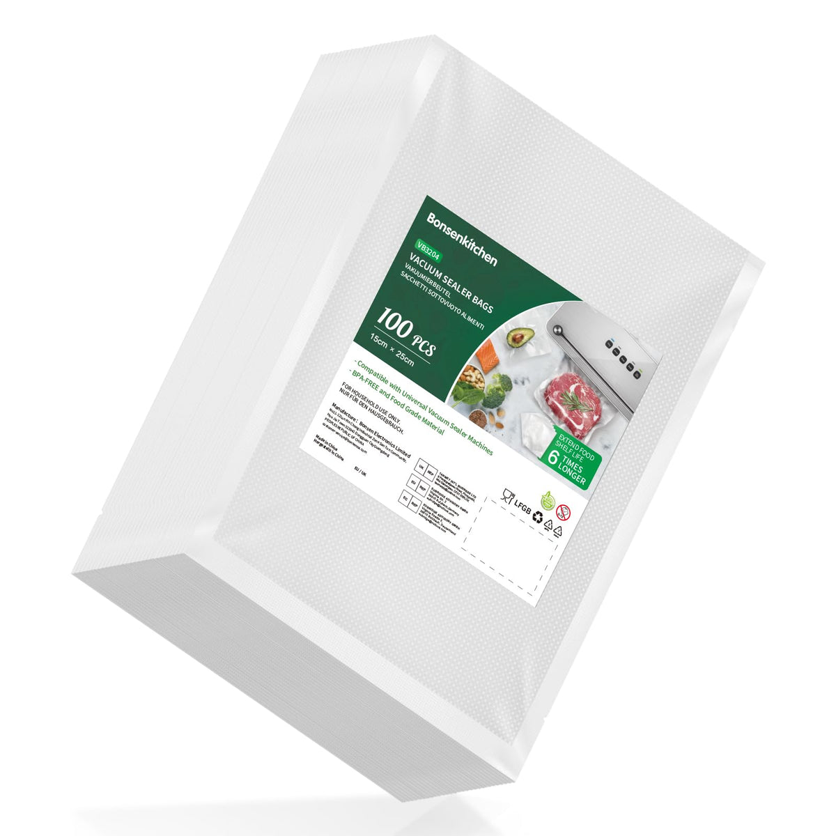 Bonsenkitchen Vacuum Sealer Bags, 150 Count, BPA Free, Food Storage