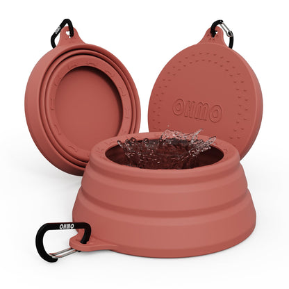 OHMO Spill Proof Collapsible Dog Bowl, 34oz Portable Dog Water Bowl
