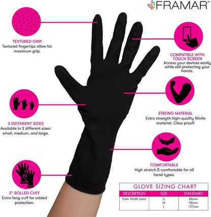 FRAMAR Powder Free Nitrile Gloves Medium, Guantes De Nitrile