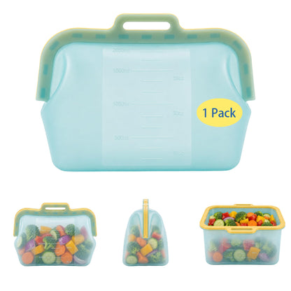 Magnetic Seal Reusable Silicone Food Storage Bag, 68 oz, NUZEAK