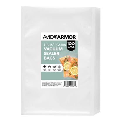 Avid Armor Food Vacuum Sealer Bags – 100-Pack, 8x12” Quart Freezer Bags