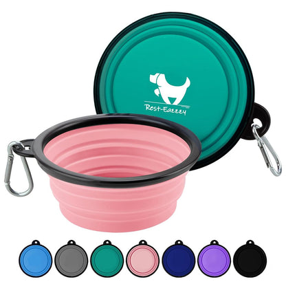 Rest-Eazzzy Collapsible Dog Bowls, 2 Pack Sturdy Portable Dog Water Bowls