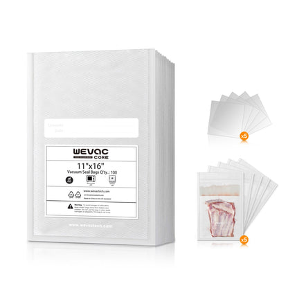 Wevac 8"x12" Vacuum Sealer Bags for Food, 200 Precut Quart Bags, Keeper Box