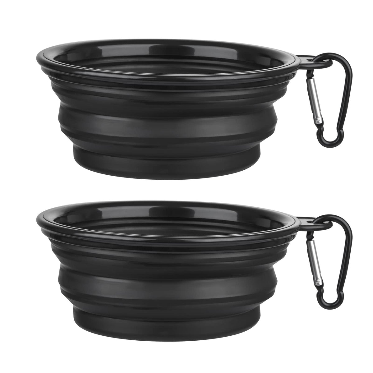 Large Dog Bowl Pet Collapsible Bowls, 2 Pack Collapsible Dog Water Bowls for Cats Dogs, Portable Pet Feeding Watering Dish for Walking Parking Traveling with 2 Carabiners (Large, Blue+Green)