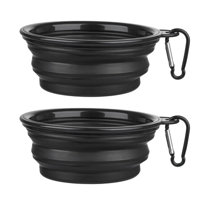 Large Dog Bowl Pet Collapsible Bowls, 2 Pack Collapsible Dog Water Bowls for Cats Dogs, Portable Pet Feeding Watering Dish for Walking Parking Traveling with 2 Carabiners (Large, Blue+Green)
