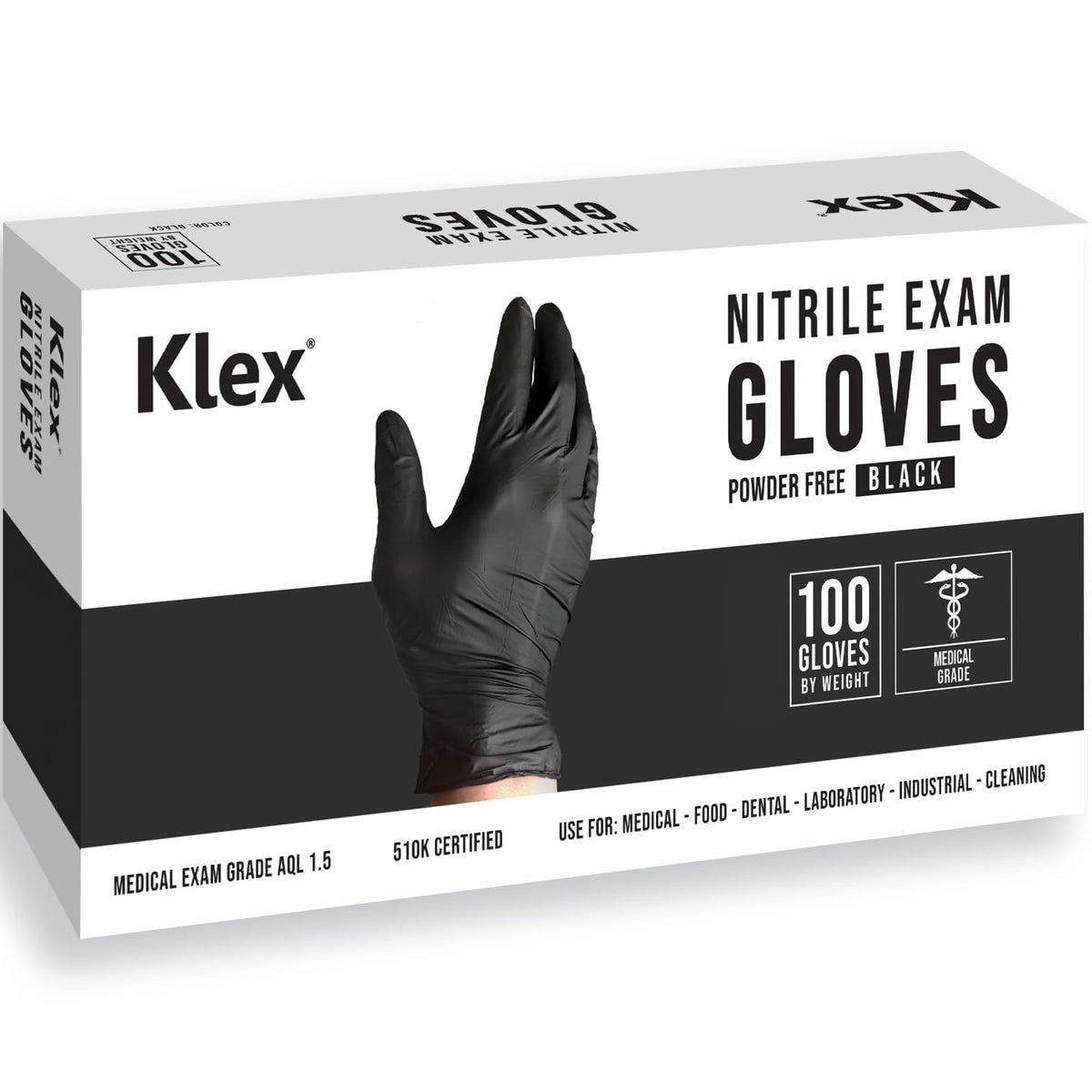 Klex Nitrile Exam Gloves - Medical Grade, Powder Free, Latex Rubber Free, Disposable, Food Safe