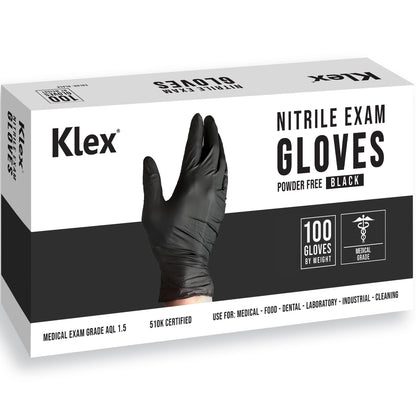 Klex Nitrile Exam Gloves - Medical Grade, Powder Free, Latex Rubber Free, Disposable, Food Safe