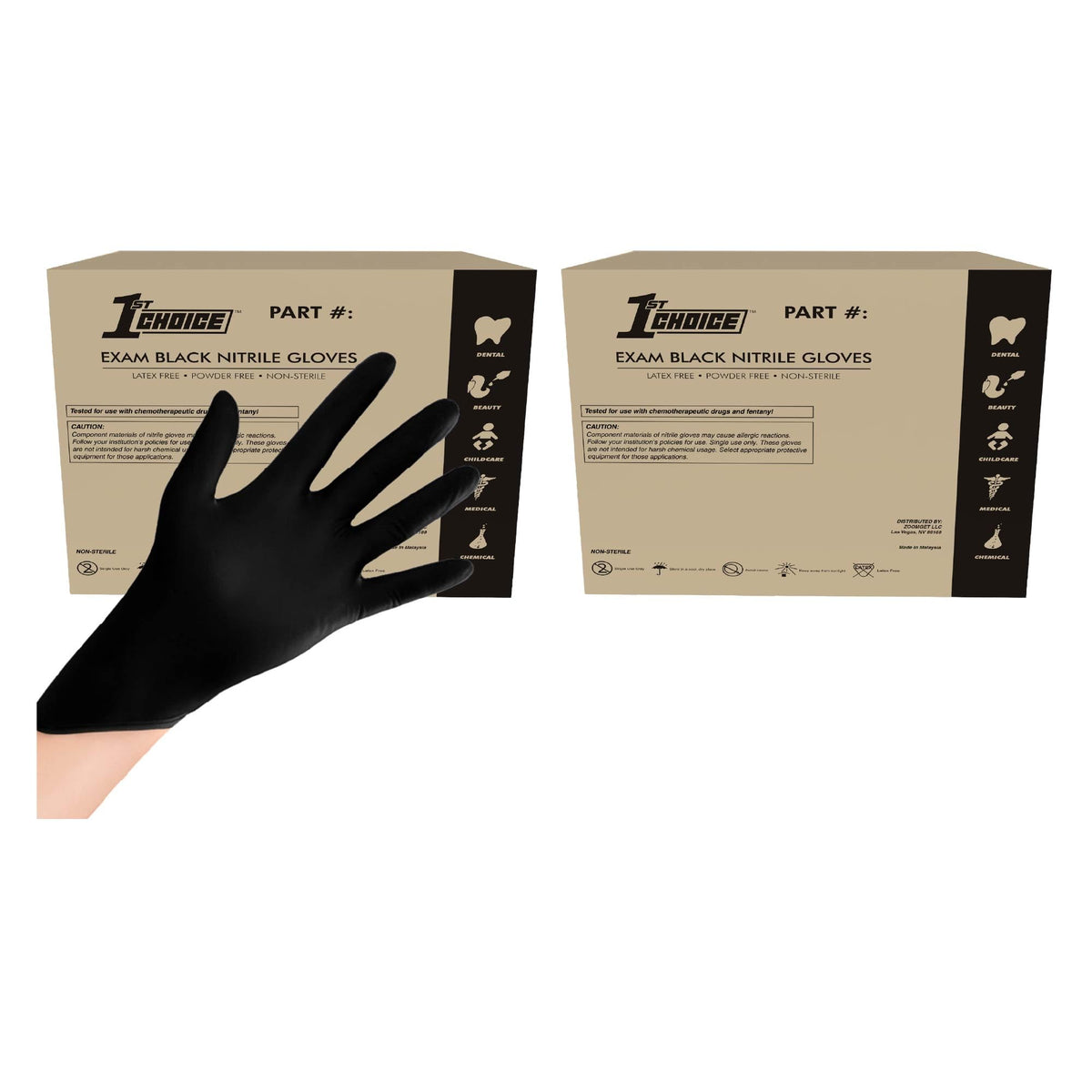 1st Choice Black 4 mil Nitrile Disposable Gloves Food Safe Medical Grade