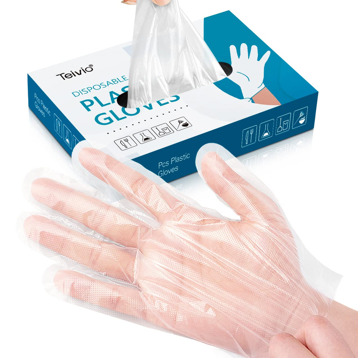 Teivio Disposable Gloves, Plastic Gloves for Kitchen Cooking Cleaning Food Handling