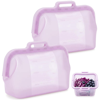 Large Reusable Silicone Food Storage Bag, 68 oz/2 L, Magnetic Seal