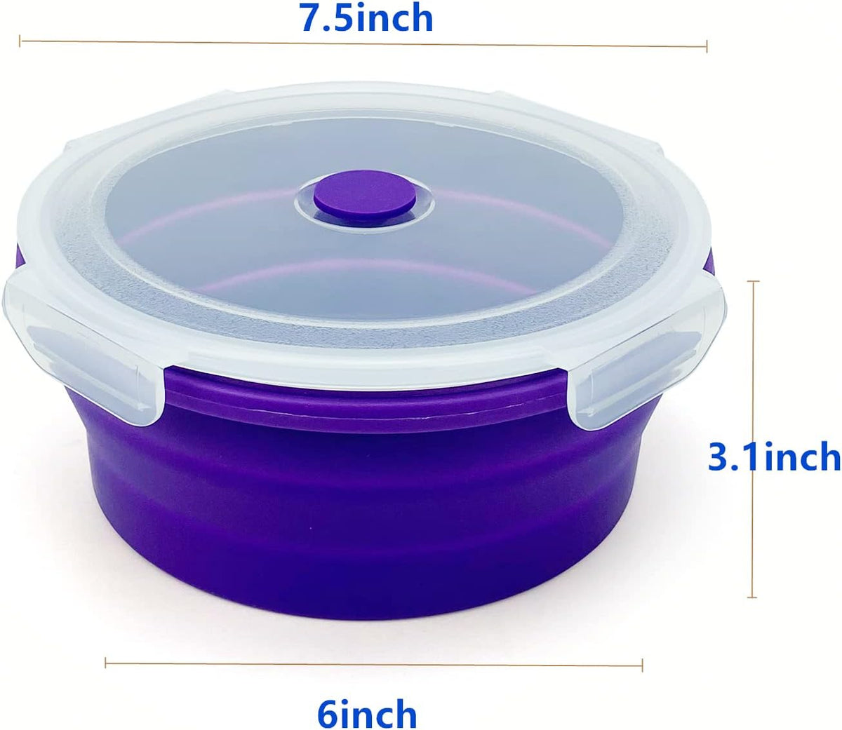 1200ml Large Camping Bowl with Foldable Spoon, Collapsible Bowl With Lid, Silicone Bento Box, For Travel Camping Meal Prep & Food Storage, Microwave Dishwasher Safe, Purple