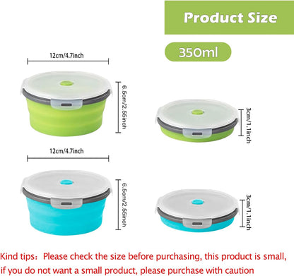 2 Pcs Collapsible Bowls with Lids, Foldable Meal Prep Containers Reusable, Silicone Food Storage Containers, Camper Must Haves Rv Camping Accessories for Travel Trailers, Microwave and Freezer Safe
