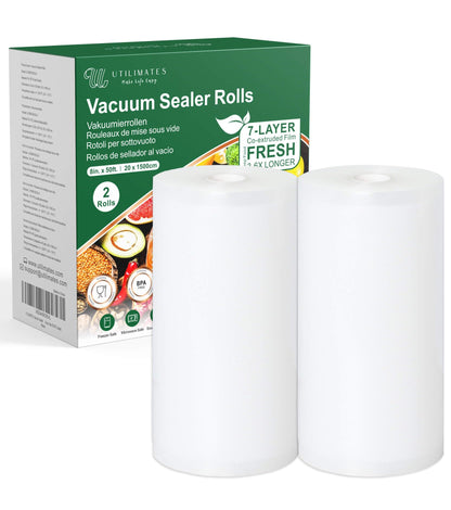 Vacuum Sealer Bags for Food, 8 Inch 50 Feet Custom Size 2-pack