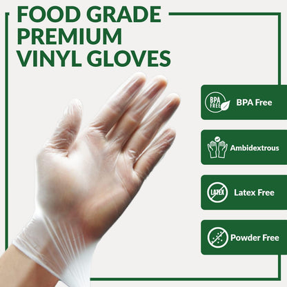 GORILLA SUPPLY Disposable Heavy Duty Vinyl Gloves Latex & Powder Free, BPA Free Food Safe, 100, 300, 1000, S, M, L, XL