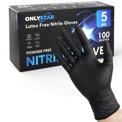 Food Grade 5 Mil Disposable Nitrile Gloves Large, 100Pcs