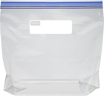 Amazon Basics Reclosable Freezer Gallon Size Bags with Double Zipper Seal, Stand-Up Bottom, BPA Free, 90 Count (Previously Solimo)