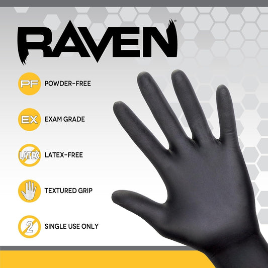 SAS Raven 66519 Safety Powder-Free Nitrile Disposable Glove, X-Large, 7 mil Thick, Pack of 100
