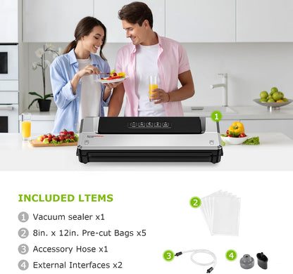 Bonsenkitchen Vacuum Sealer Machine, Multiple Modes For Meal Prep,Silver