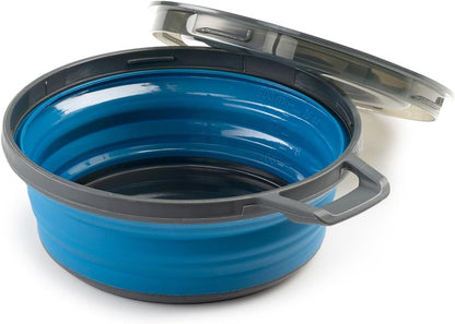 GSI Outdoors 79244 Escape Collapsible Bowl with Lid – 17 fl oz Silicone, Nylon & Polypropylene Camping Bowl with Handle, Packs Flat to 1 Inch for Backpacking, Hiking, Travel & Outdoor Meals, Blue