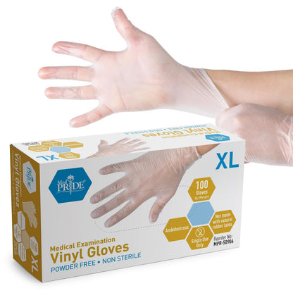 MED PRIDE Vinyl Exam Medical Gloves,Powder & Latex-Free,Large,1000-Count