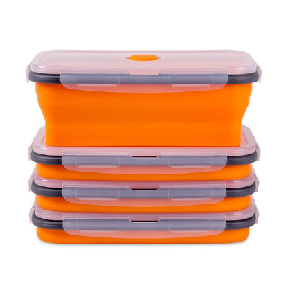 Collapsible Food Storage Containers with Lid & Air Vent, 8 Pack, 4 Rectangular + 4 Round, Annaklin Foldable Silicone Lunch Containers Collapsible Bowls Set, Microwave Freezer Dishwasher Safe, 4 Colors
