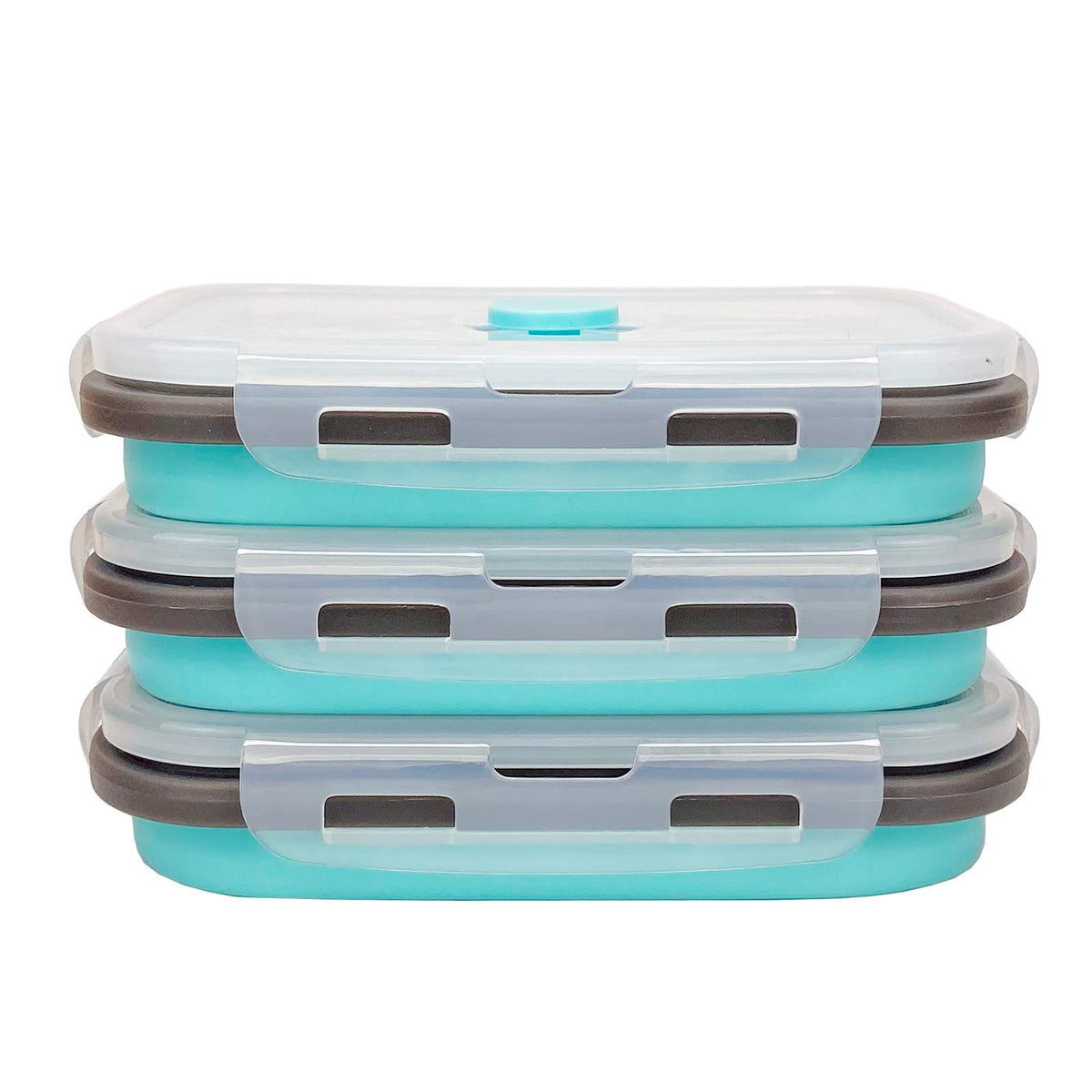 CARTINTS Set of 3 Collapsible Food Storage Containers Collapsible Silicone Bowls, Silicone Lunch Containers with Airtight Lids, Microwave and Freezer Safe, 500ml