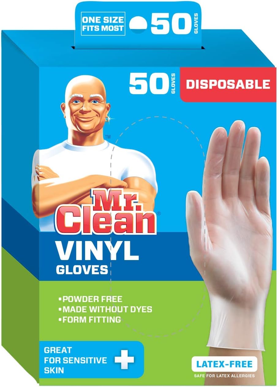 Mr. Clean Disposable Vinyl Gloves, 50 Count (Pack of 1)