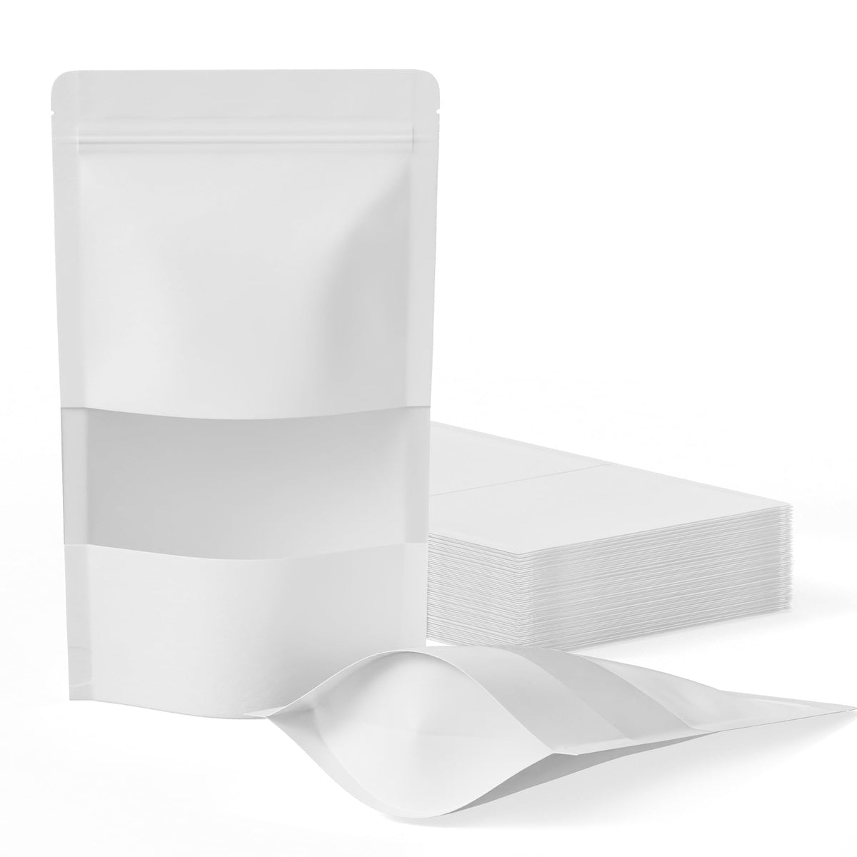 FireKylin 100 Pcs Resealable Bags, Matte Window, Paper, Brown,5.9 x 8.6 in