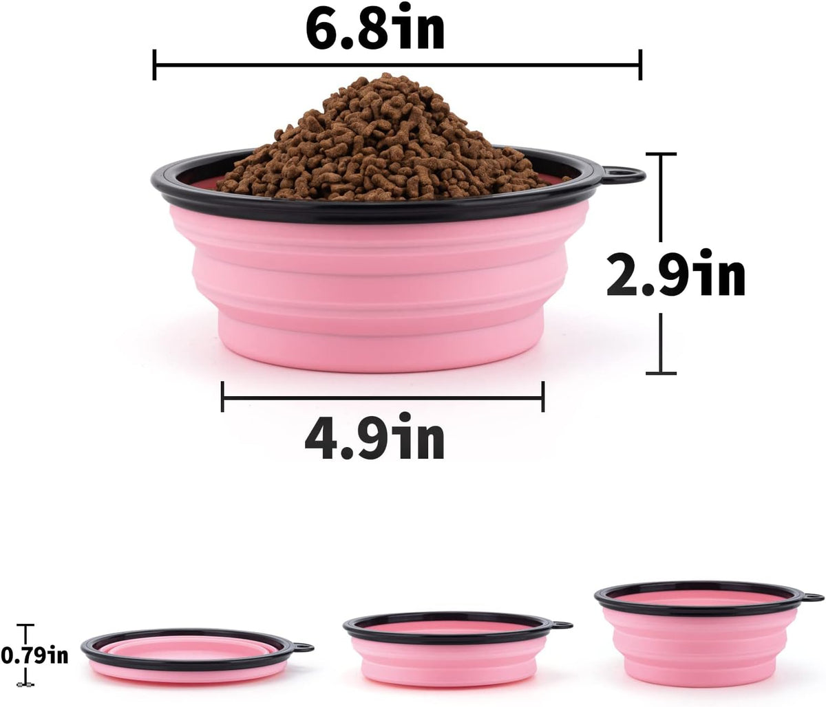SLSON Dog Bowls Pet Collapsible Bowl with Cover Lids,2 Pack Dog Travel Bowls Portable Foldable Cat Water Dish Bowl for Pets Walking Parking Camping (Fairy Pink and Sprout Green, Large)