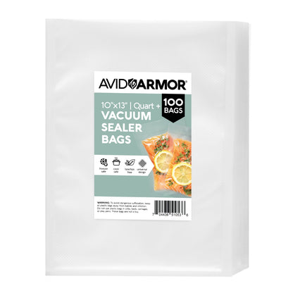 Avid Armor Food Vacuum Sealer Bags – 100-Pack, 8x12” Quart Freezer Bags