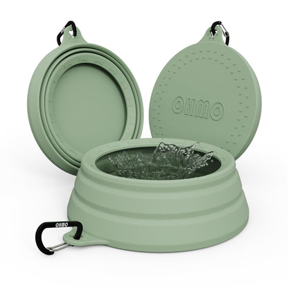 OHMO Spill Proof Collapsible Dog Bowl, 34oz Portable Dog Water Bowl