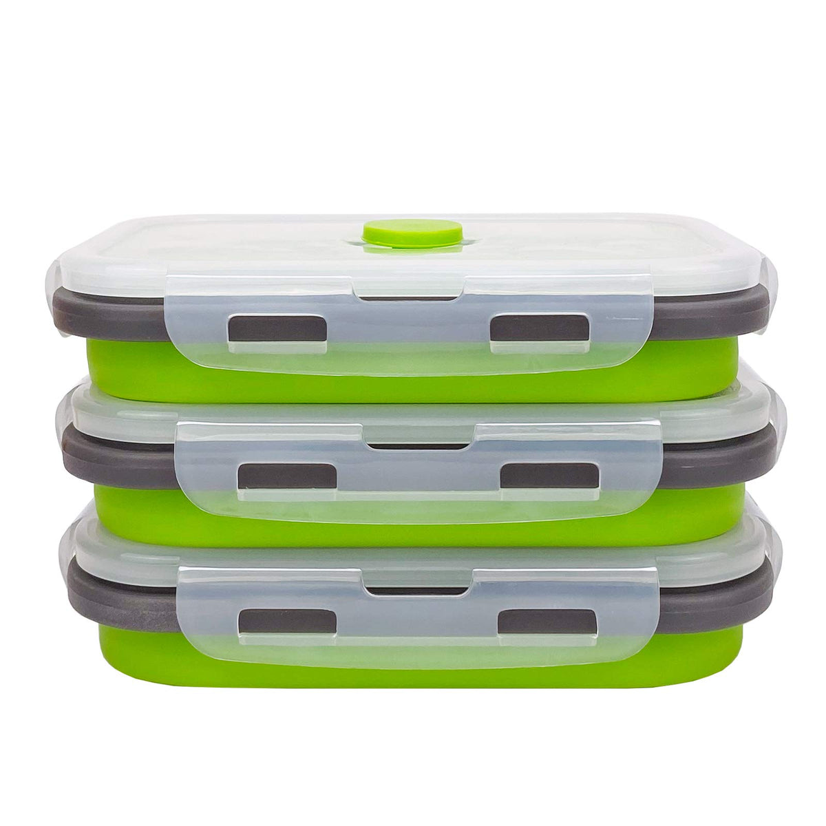 CARTINTS Set of 3 Collapsible Food Storage Containers Collapsible Silicone Bowls, Silicone Lunch Containers with Airtight Lids, Microwave and Freezer Safe, 500ml