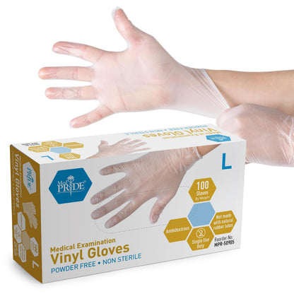 MED PRIDE Vinyl Exam Medical Gloves,Powder & Latex-Free,Large,1000-Count