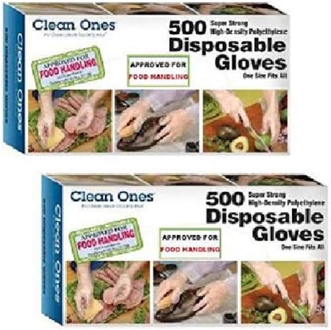 Disposable HDPE Poly xtiTS Gloves, One Size Fits All, 500 Count (2 Pack)