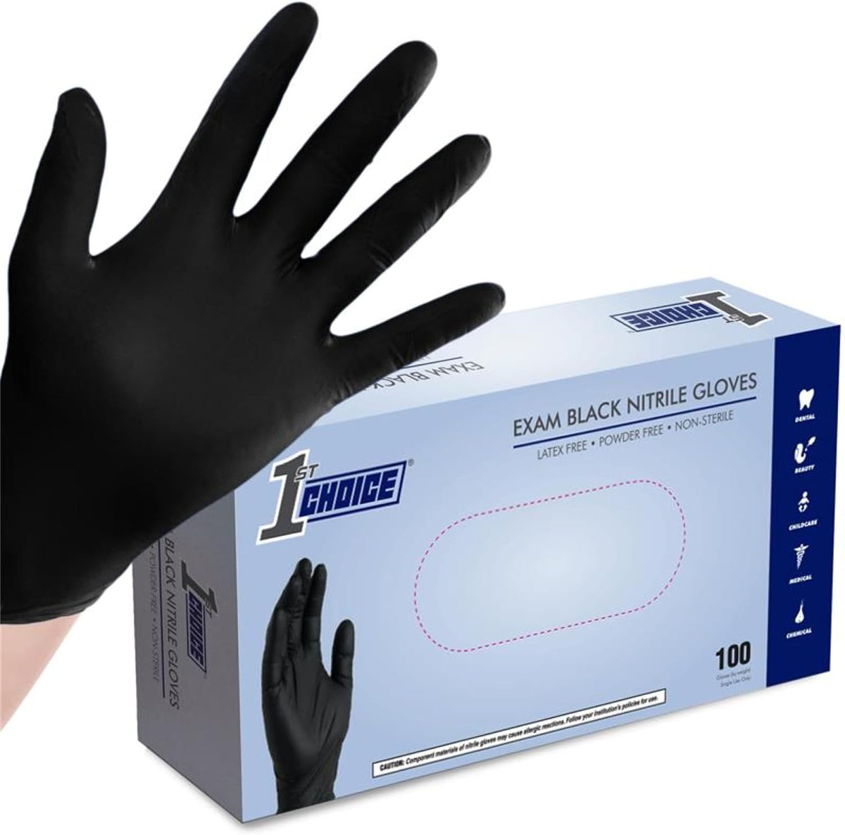 1st Choice Black 4 mil Nitrile Disposable Gloves Food Safe Medical Grade